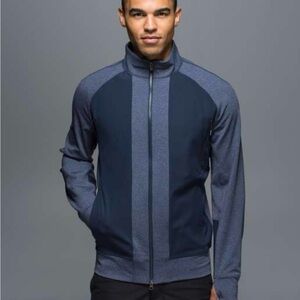 Blue Lightweight Shirt Jacket with Stand-Up Collar